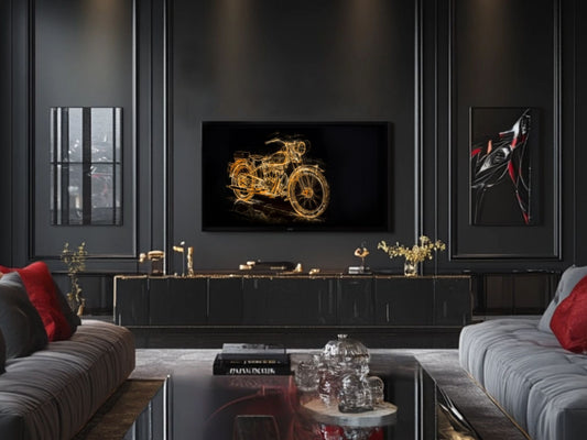 TV Frame Art | Motorcycle Digital Download for TV | Neon TV Frame Instant Download